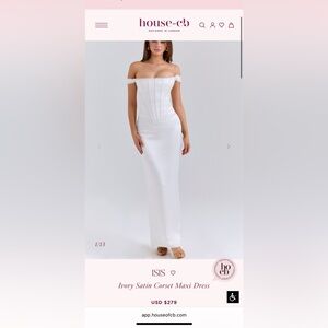 House of CB Strapless White Satin Dress